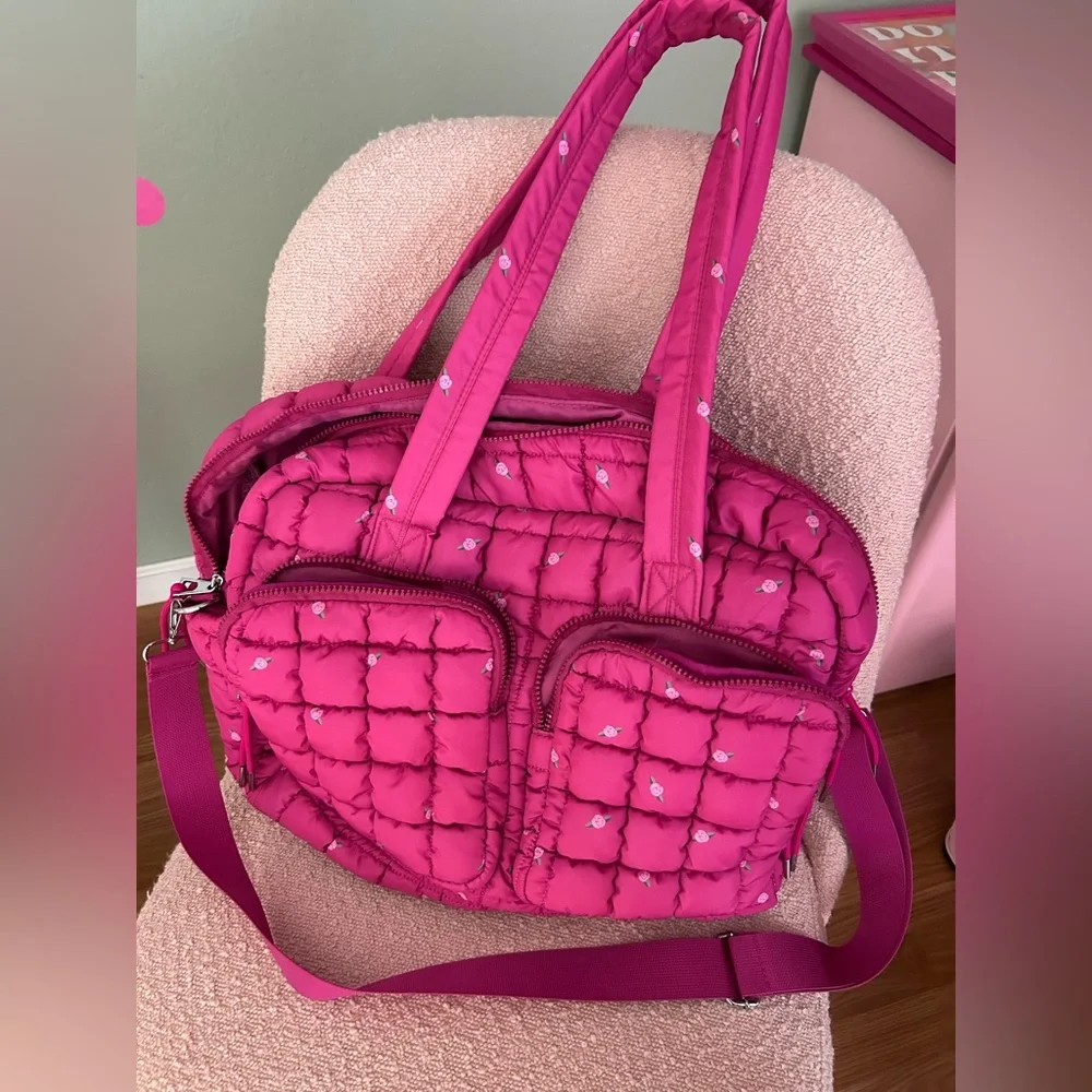 Pink Lily Fuchsia Quilted Tote Bag NEW